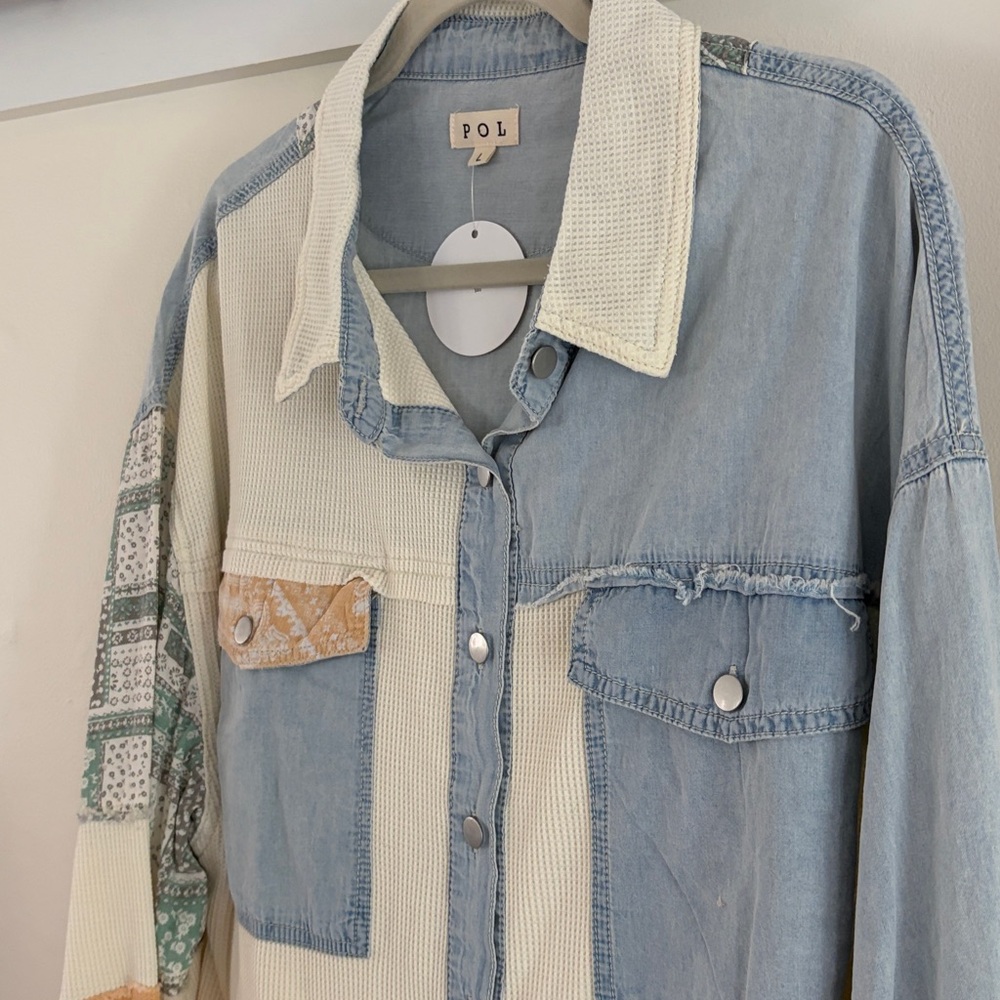 POL patchwork denim button up - Picture 3 of 5